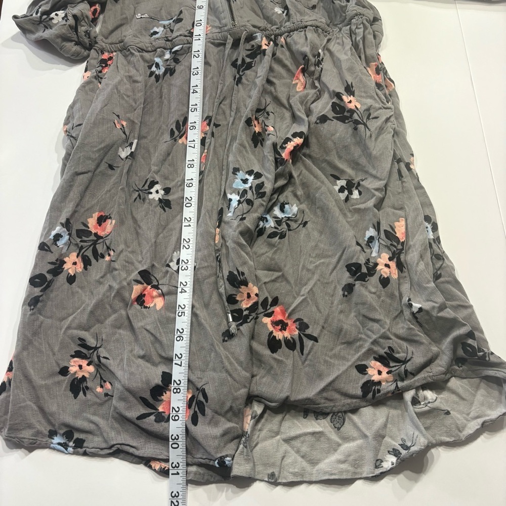 Torrid Floral Zip Front Dress Gray Long Sleeve Size 00 - Picture 7 of 9